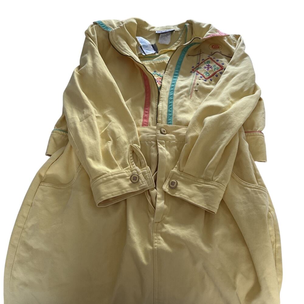 Vintage‎ 3 Piece 80s City Girl Sport Yellow Embroidered Jacket, Skirt, Top Sz 8